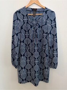 mark. Navy and White Paisley Lace-Up Tunic